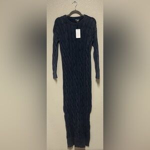 NWT Line & Dot Long Cable Knit Dress in Distressed Blue - Size Small